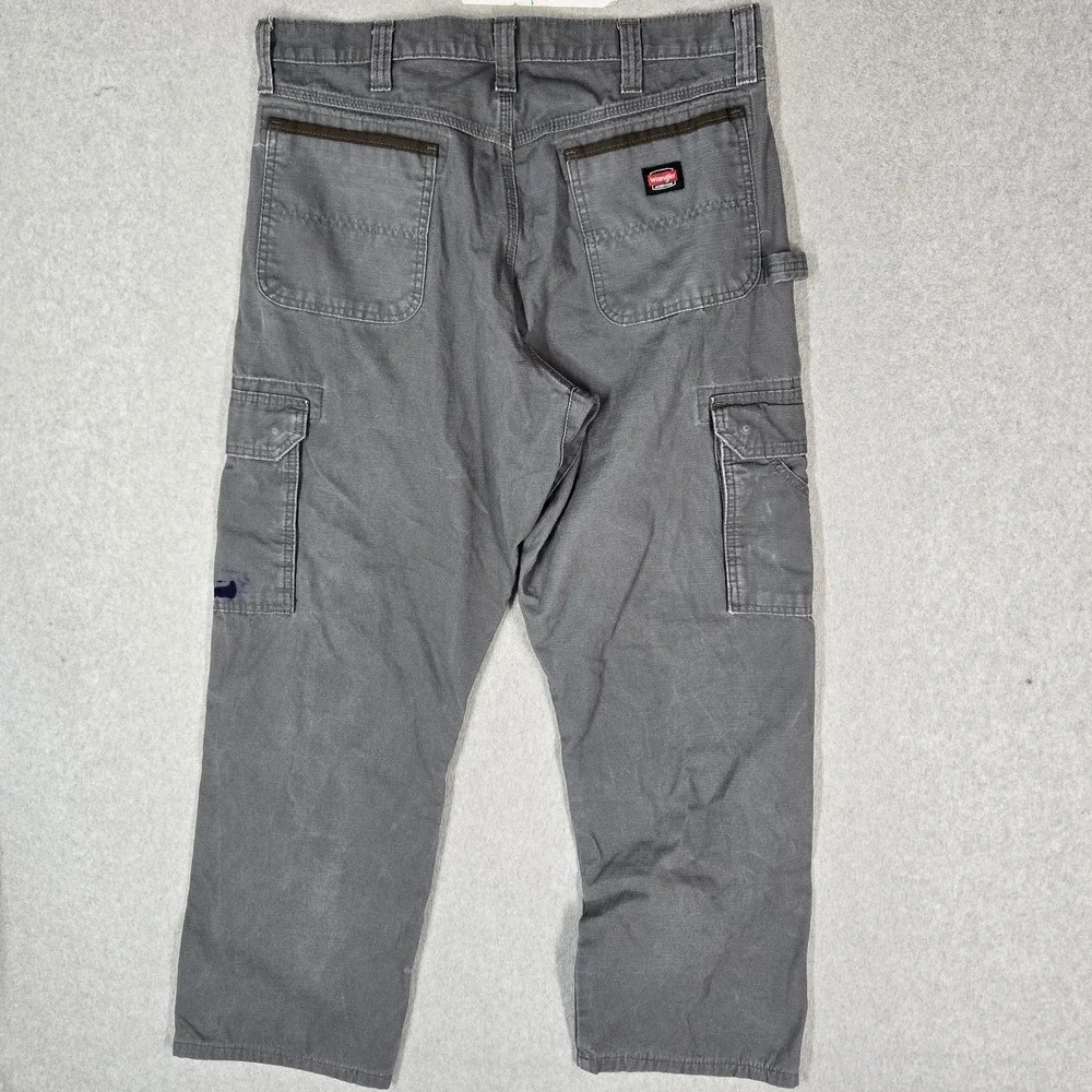 Wrangler Men Pants 34 Gray Cargo Ripstop Work Utility Straight 30